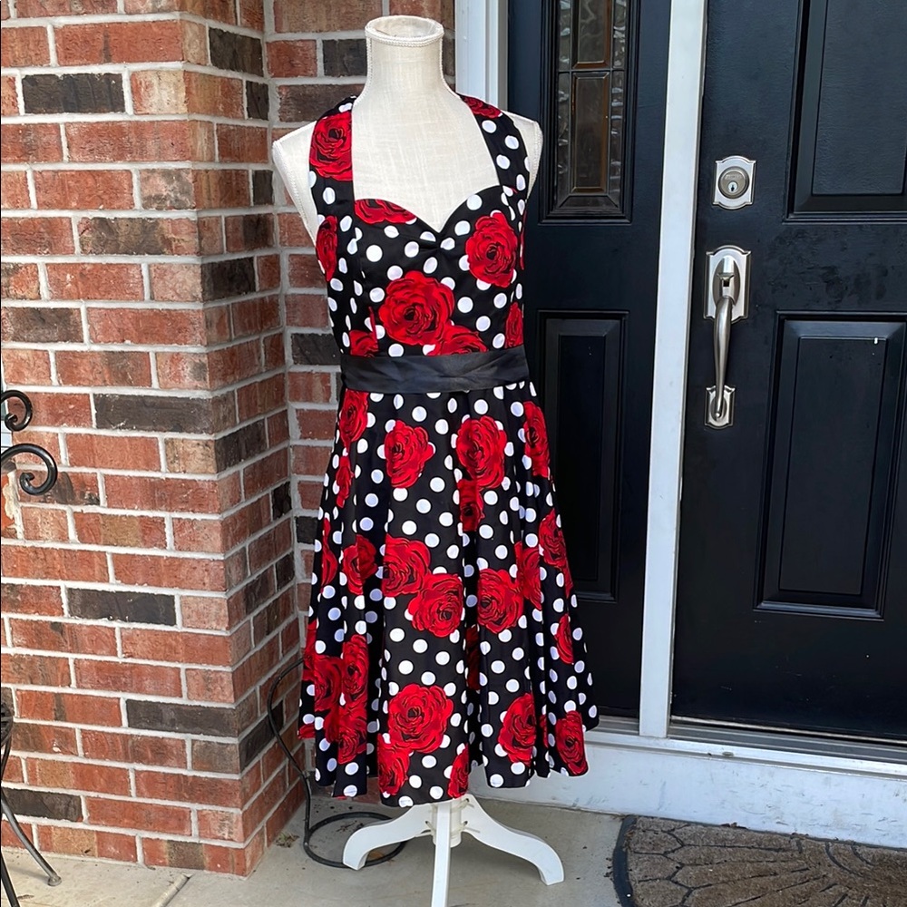 Polka‎ Dot Halter A-Line Dress